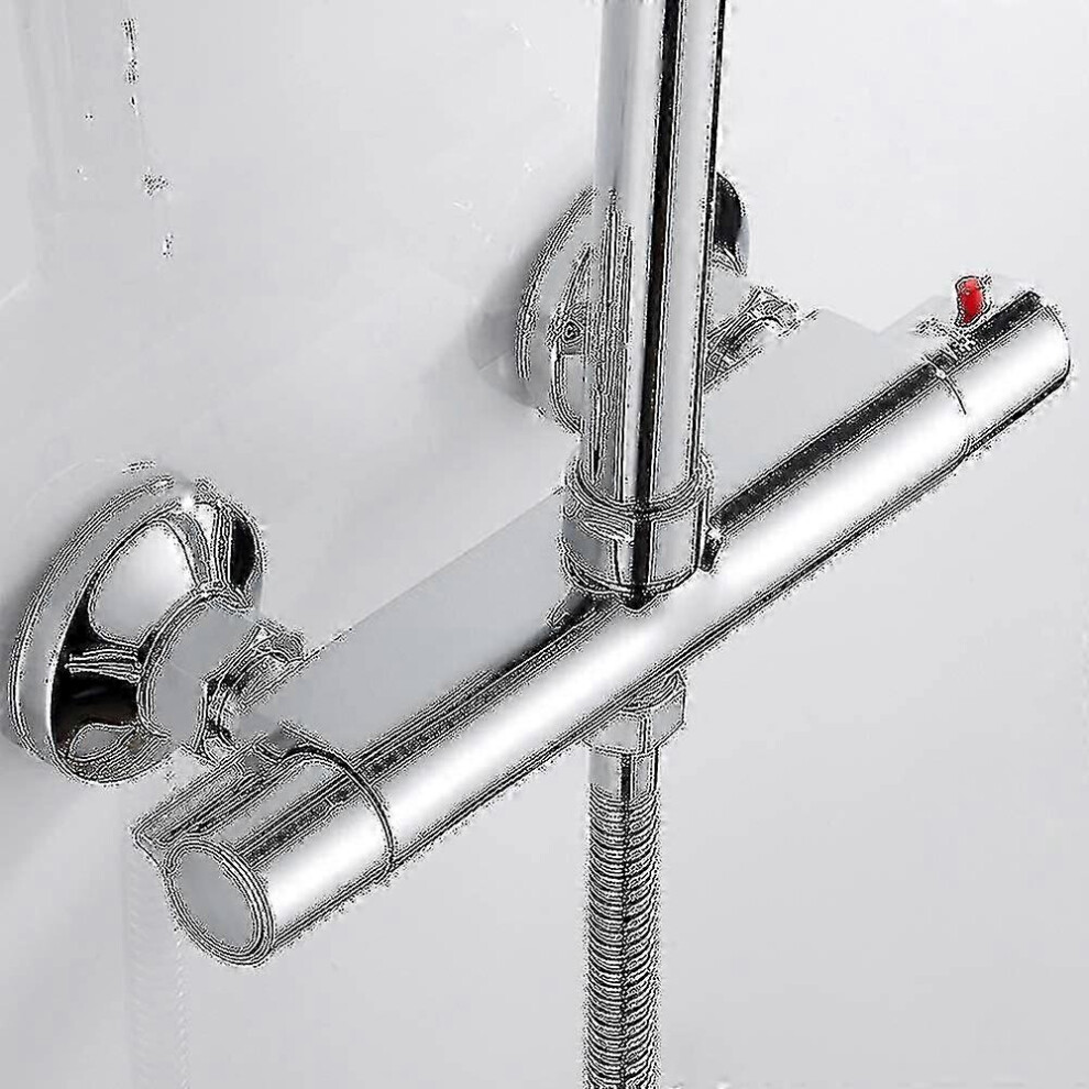 Chrome Brass Thermostatic Anti-Scalding Dual Outlets Shower Mixer Bathtub Bathroom Faucet 7624176673368