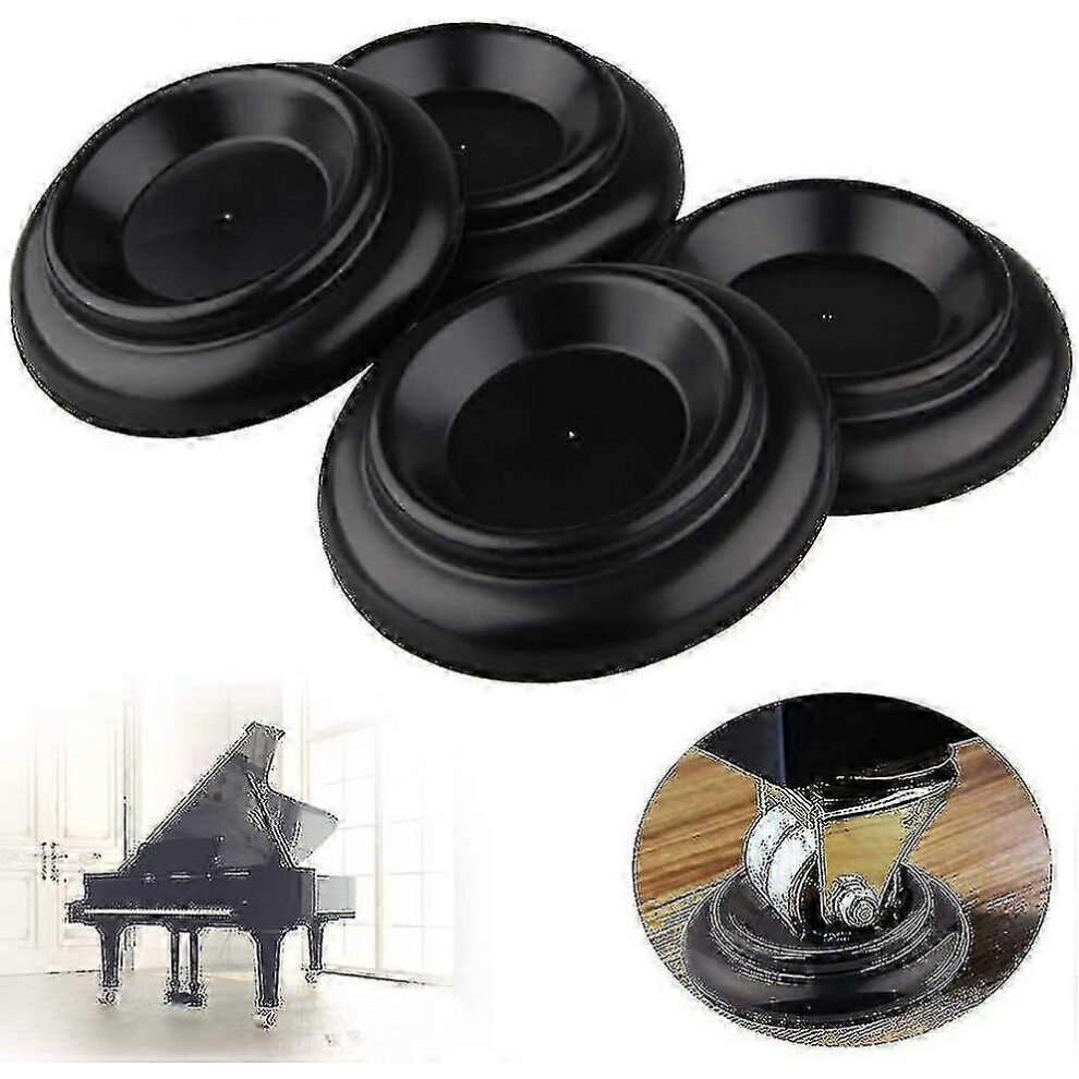 Piano Caster Cups Movable Wheels For Piano Legs Oak Black 4Pcs 7624176607967