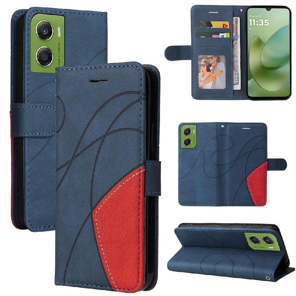 Flip Case For Motorola Moto G06 4G Stitching Color With Card Slot Stand Flip Folio Book Leather Wallet Kickstand Protective 764563375875