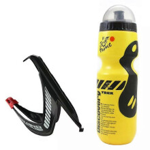 (06) 650ml Cycling Bottle With Holder Mountain Bike Carbon Fiber Textured V-shaped Bottle Set Outdoor  Water BottlesCycling Accessory