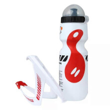 (05) 650ml Cycling Bottle With Holder Mountain Bike Carbon Fiber Textured V-shaped Bottle Set Outdoor  Water BottlesCycling Accessory