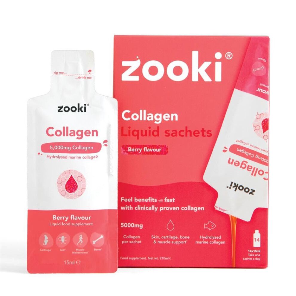 Yourzooki {Aisle K} | Marine Collagen 5000Mg Berry 15Ml Liquid | 1 X 14 Sachet