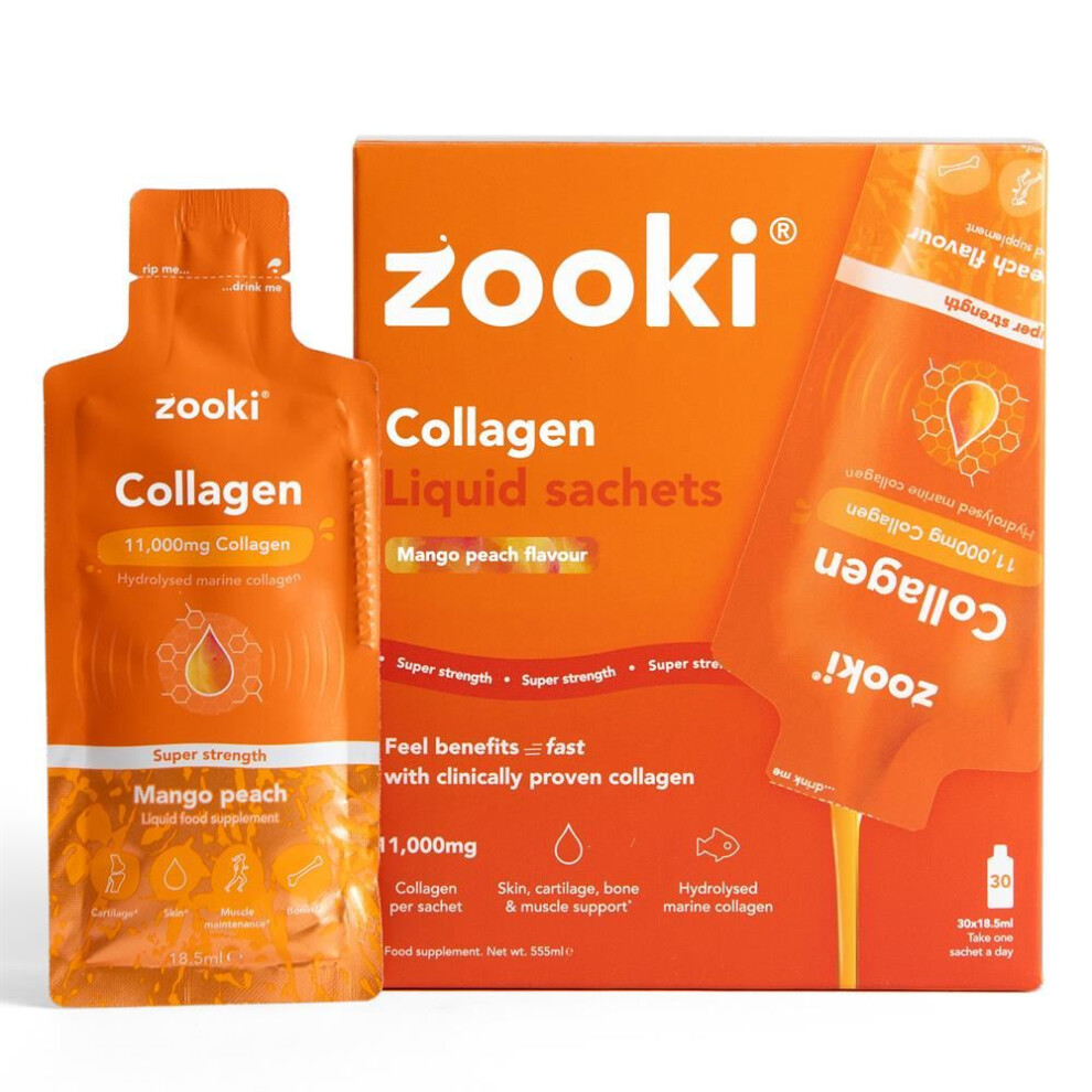 Zooki Peach Super Strength Marine Collagen 11,000Mg Mango Flavour 30 Sachets - Image 4
