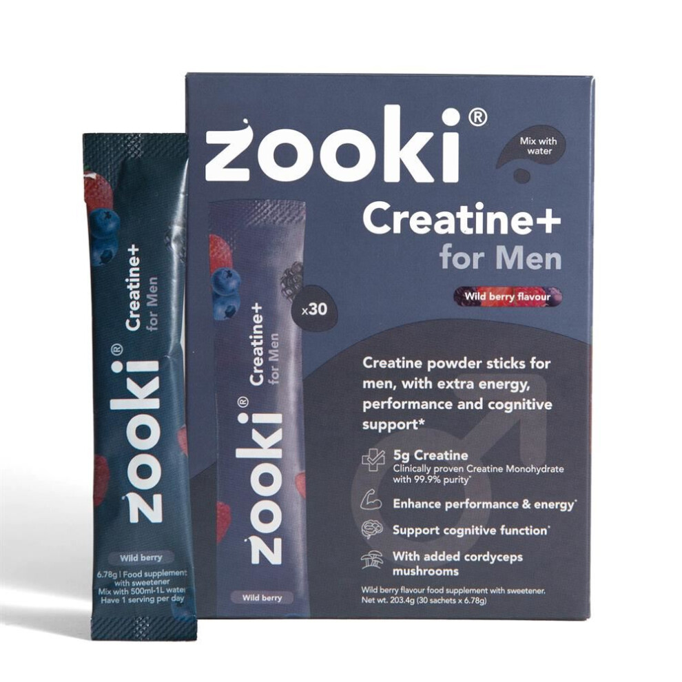 Yourzooki {Aisle K} | Creatine+ For Men Powder Sachets Wild Berry | 1 X 30 Sachet