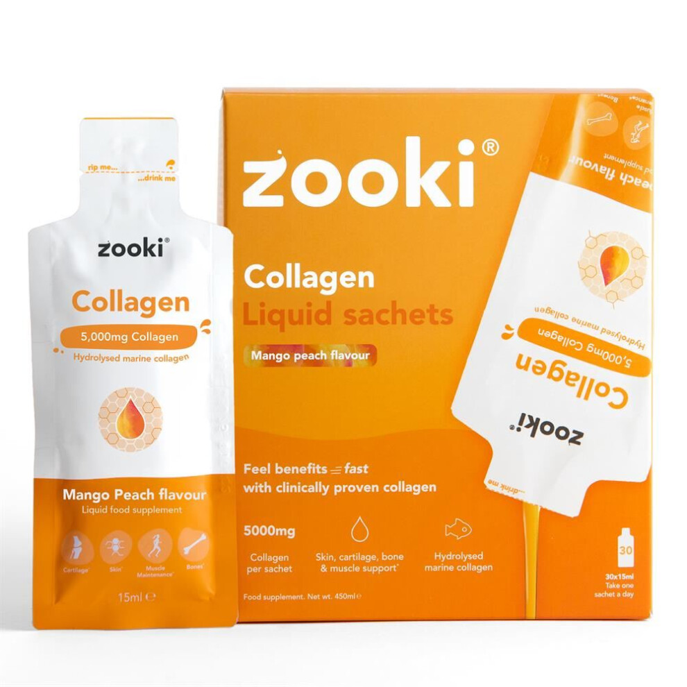 Yourzooki {Aisle K} | Marine Collagen 5000Mg Mango Peach 15Ml Liquid | 1 X 30 Sachet