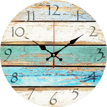 Vintage Wooden Decorative Wall Clock, Rustic Beach Style With Quartz Sweep Movement For Your Coastal Decor