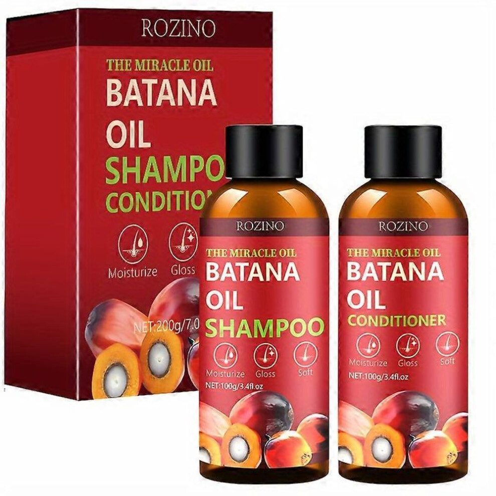 (2 Set) Batana Oil Shampoo And Conditioner Set, Deeply Cleanses, Refreshes, Controls Oil, Moisturizes, Smooths, And Adds Shine To Hair