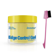 (Yellow) 1-5x Edge Control Gel with Brush, Hair Styling Gel Flyaway Hair Tamer, Edge Control Gel for Afro Hair 100g,3.52 oz