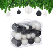 Christmas Tree Baubles Set, Black & White, Various Finishes