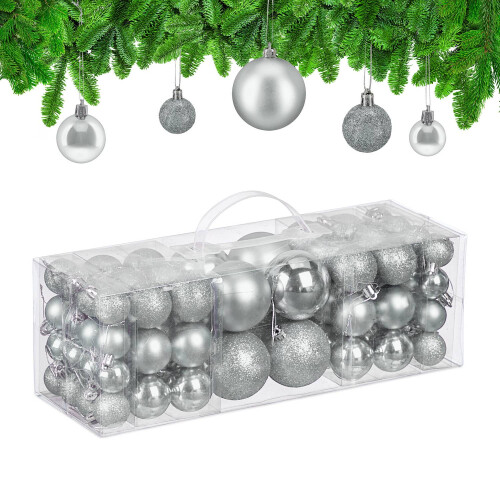Christbaumkugeln-Set, 76-teilig - Matt, Glänzend, Glitzer