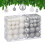 Christmas Tree Baubles Set, Silver & White, Various Finishes 1