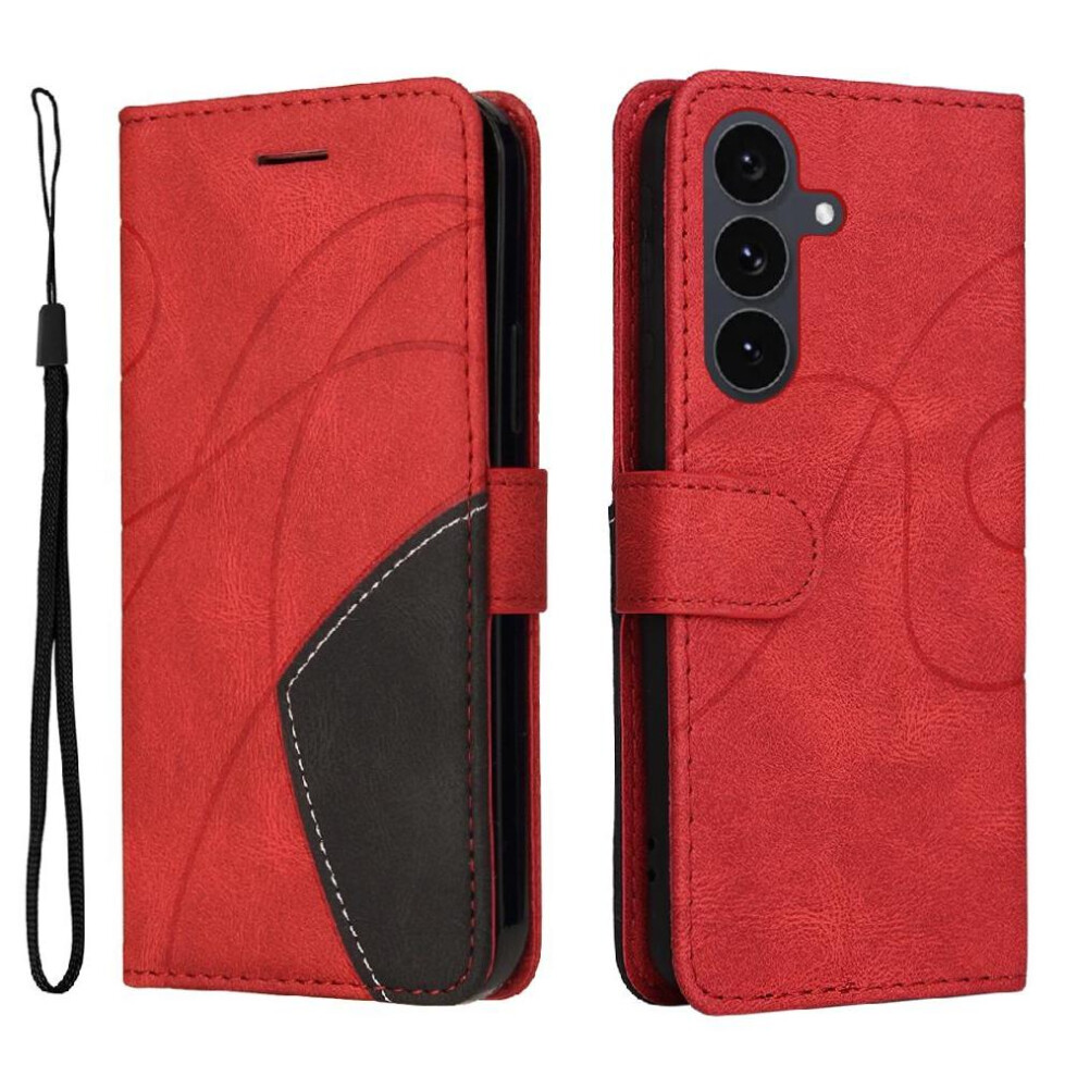 Flip Case For Samsung Galaxy S25 Fe Leather Wallet Stitching Color Flip Folio Book With Card Slot Stand Kickstand Protective 764563376032