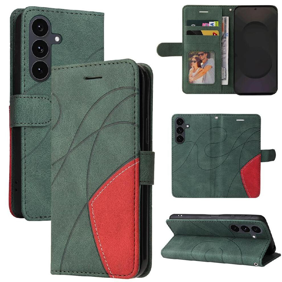 Flip Case For Samsung Galaxy S25 Fe Leather Wallet Stitching Color Flip Folio Book With Card Slot Stand Kickstand Protective 764563376063