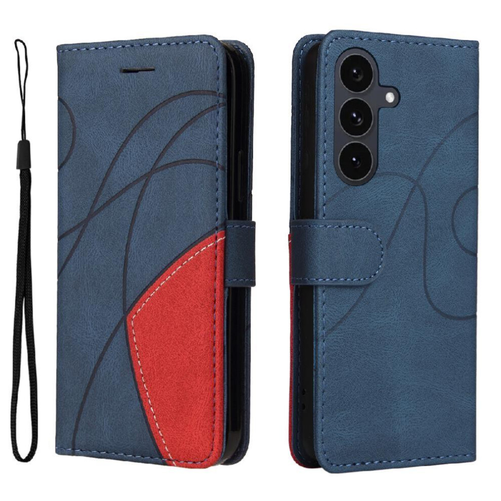 Flip Case For Samsung Galaxy S25 Fe Leather Wallet Stitching Color Flip Folio Book With Card Slot Stand Kickstand Protective 764563376049