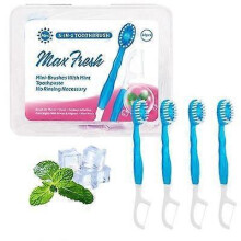 (Mint flavor 10PCS) 10/26Pack Mini Disposable Toothbrushes 5-in-1 Portable Pre-Pasted Travel Toothbrush with Toothpaste