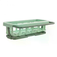 (Green) Sponge Holder Kitchen Organizer Dish Drainer Soap Rack Sink Tray Dishcloth Towel Rack Wall Mounted Storage Basket Shelf Kitchen