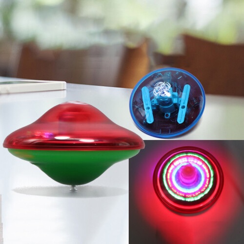 LED φως UFO Gyro Spinning παιχνίδι με μουσική, χαριτωμένο σχέδιο κινουμένων σχεδίων μίνι
