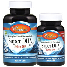 Carlson Super DHA Gems 500 mg Softgels - 80 Count