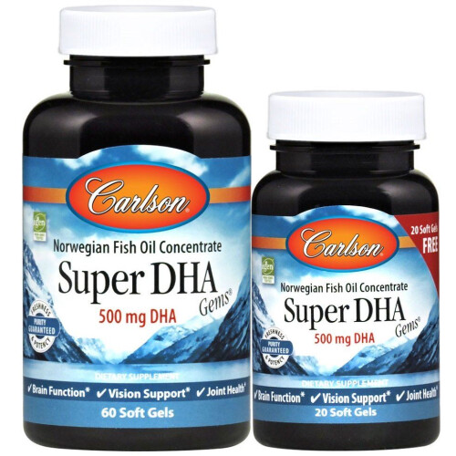 Carlson Super DHA Gems 500 mg Softgels - 80 Count