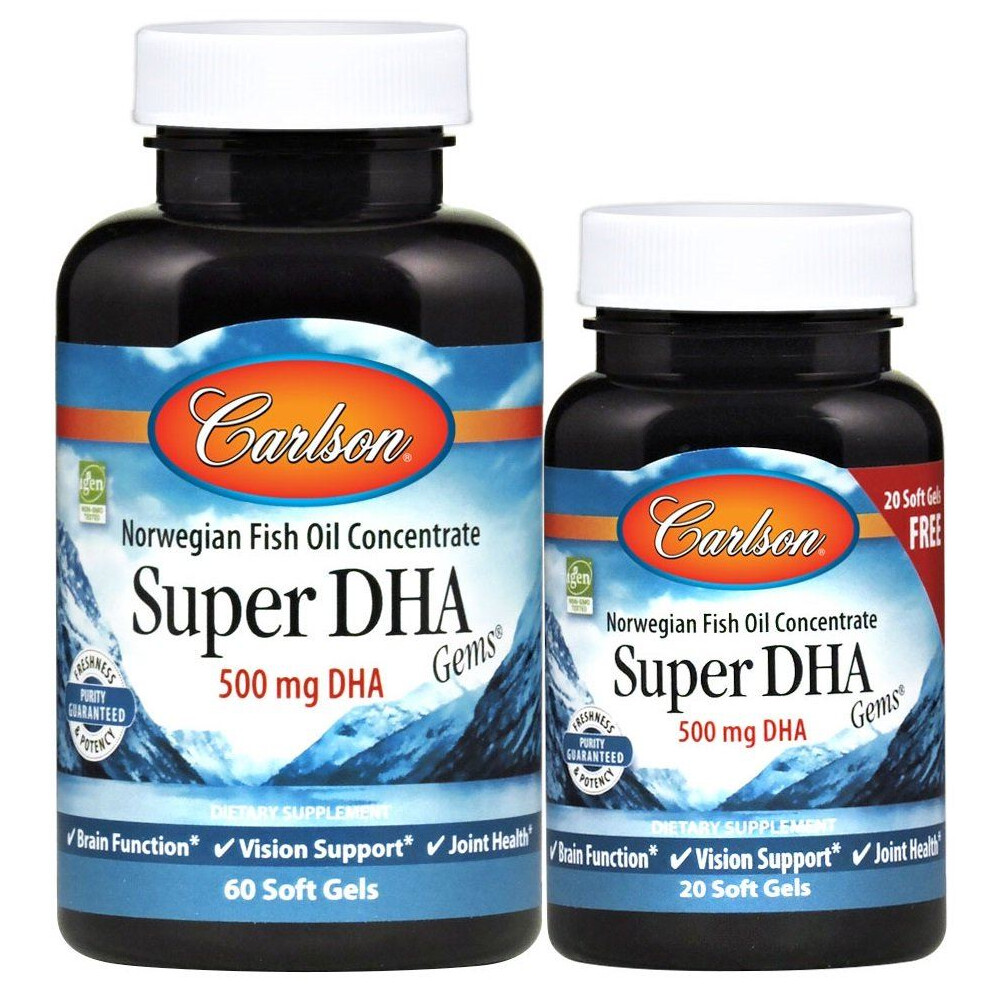 {Aisle K} Carlson Labs | Super DHA Gems- 500mg | 1 x 60 + 20 softgels