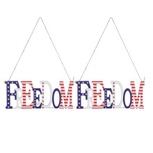 2Pcs Lightweight Wood Outdoor Independence Day Door Plaques Multicolor