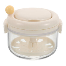 Plastic Retainer Container with Mirror and Layered Design Beige