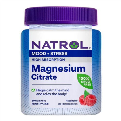 Natrol Magnesium Citrate Raspberry Gummies – 60 Count