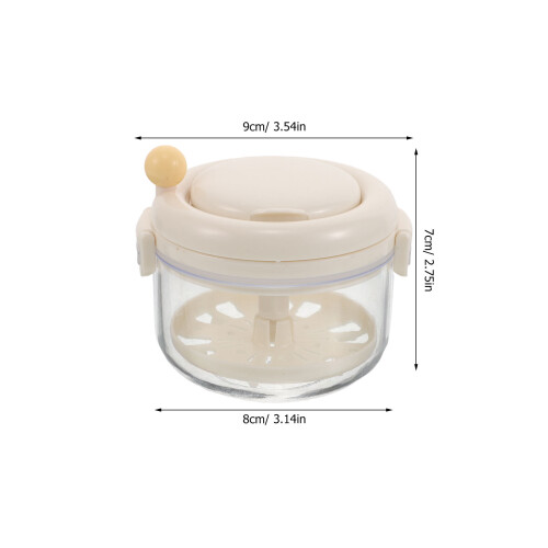 Plastic Retainer Container with Mirror and Layered Design Beige 1