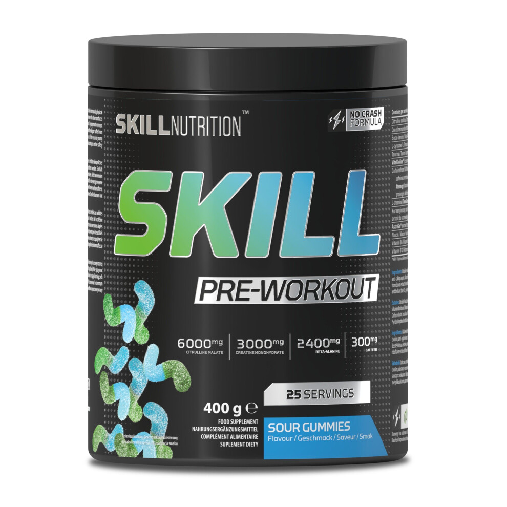 {Aisle K} Skill Nutrition | Skill Pre-Workout- Sour Gummies | 1 x 400g