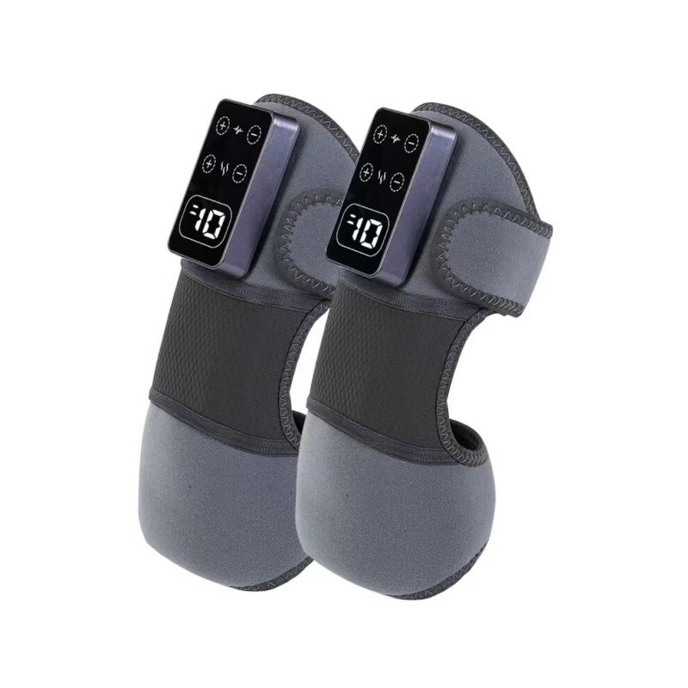 Cordless Knee Heating Pad with Vibration, Electric Heated Knee Massager for Pain Relief, 5 Heat Levels, 3 Modes, Grey Pair
