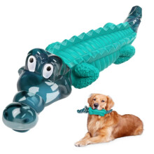 Tough Squeaky Dog Toy for Aggressive Chewers, Indestructible Crocodile Teething Toy, Durable Pet Play Tool for Large & Small Breeds, Blue