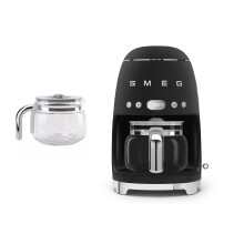 (Matte Black) Smeg DCF02 Drip Filter Coffee Machine Matte Colour + DCGC01 Glass Carafe Spare Jug Bundle