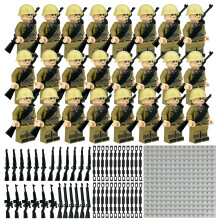 24 PCS Sand-coloured Uniform & M1 Steel Helmet US Army Formation Building Block Set