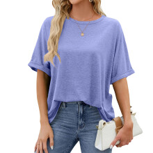 Übergroßes Damen-T-Shirt, lässiges, kurzärmliges,-Lila S