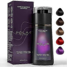 (purple) Polar Haircare Instant Natural Dye Shampoo: Instant Color for Gray Hair Coverage, Suitable for Women & Men, Hair Dye Shampoo