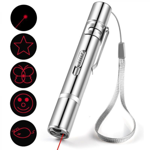 Usb Rechargeable Pet Toys Cat Training Laser Pointer With Led Flashlight High Quality   H QEYN