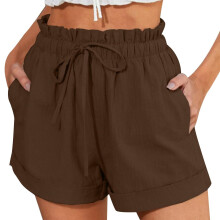 Women's Shorts Knee Length Shorts Loose Fit Cargo Track-brown S