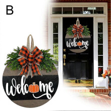 (Welecome) Festival Wood Fall Wreaths for Front Door Decoration, Welcome Signs