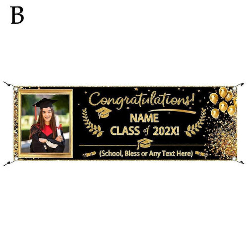 (Black) Graduation season banner Supporting Flag Dormitory Decoration