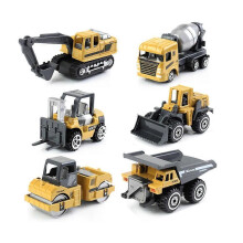 (B) 6Pcs Alloy Engineering Truck Toy Car Construction Vehicle Tractor Excavator