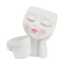 Vaso exclusivo em formato de rosto para decoração de interiores e exteriores, feito de resina com furo de drenagem para suculentas, ervas e