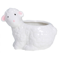 Vaso decorativo de cerâmica em formato de animal, com design de ovelha, para uso interno, com sistema de drenagem. Ideal para plantas suculentas em