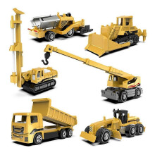 (D) 6Pcs Alloy Engineering Truck Toy Car Construction Vehicle Tractor Excavator