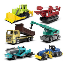 (C) 6Pcs Alloy Engineering Truck Toy Car Construction Vehicle Tractor Excavator
