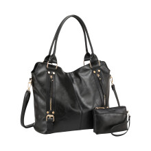 Spacious Laptop Top Handle Bag With Inner Compartments-Black