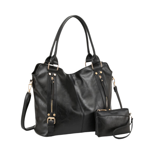 Spacious Laptop Top Handle Bag With Inner Compartments-Black