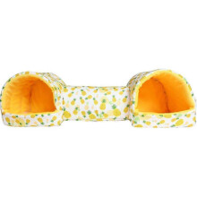 (Yellow) Fun Tunnel Canvas Guinea Pig Accessories Ferret Toy Rabbit Hideout