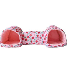 (Pink) Fun Tunnel Canvas Guinea Pig Accessories Ferret Toy Rabbit Hideout
