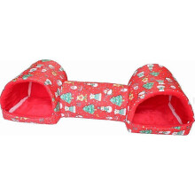 (Red) Fun Tunnel Canvas Guinea Pig Accessories Ferret Toy Rabbit Hideout