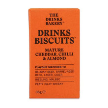 {Aisle D} The Drinks Bakery | Biscuits - Mature Cheddar, Chilli & Almond | 1 x 36g